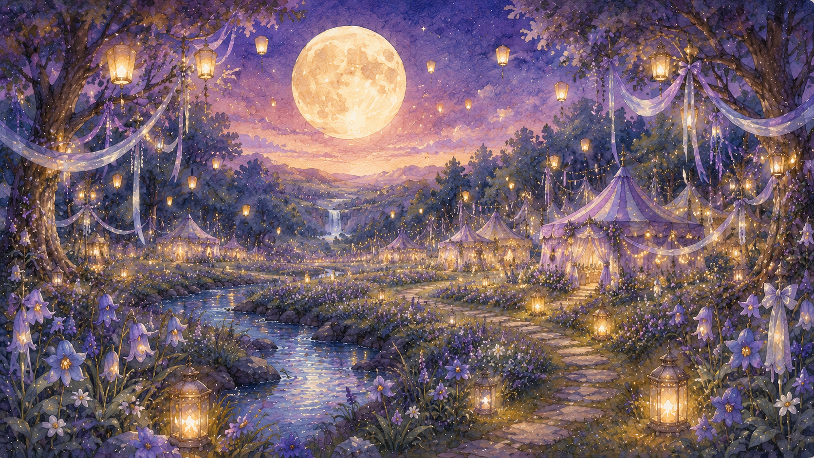 Moonwhistle Meadow landscape illustration